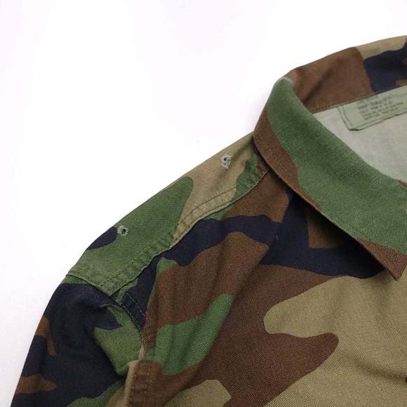 Vintage US Army Coat Shirt Large Green Combat Woodland Camo - Picture 4 of 7